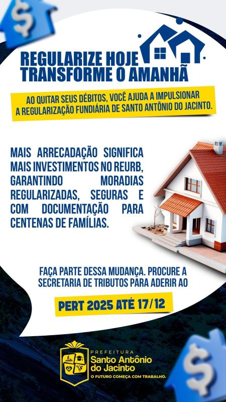 Programa Especial de Regularização Tributária – Município de Santo Antônio do Jacinto/MG
